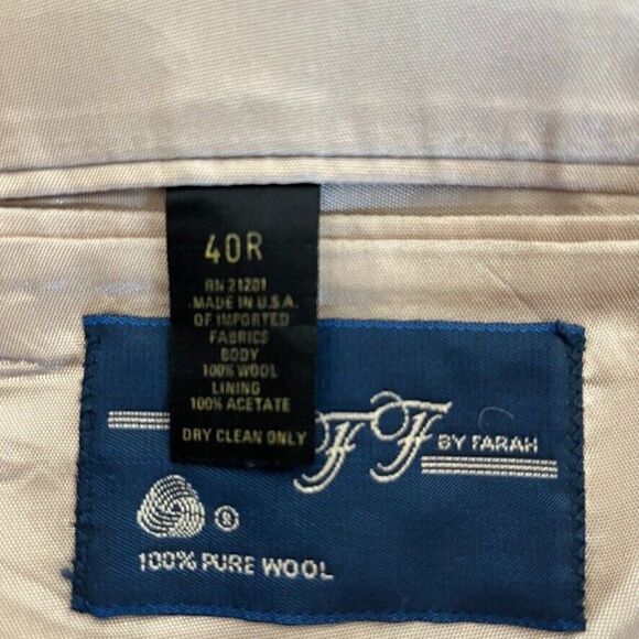 Farah Tan Brown Wool Herringbone Equestrian Preppy Sport Coat Blazer 40R - Picture 8 of 9